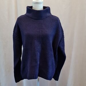 Catherine Malandrino Navy Blue Clunky Mock Turtle Neck Women's Sweater